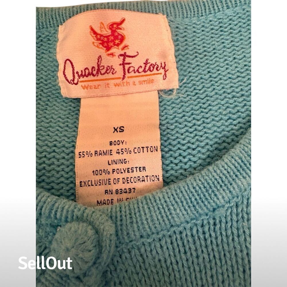 Quacker Factory Women's XS Blue Embroidered Butterfly Cardigan Sweater - Picture 3 of 6